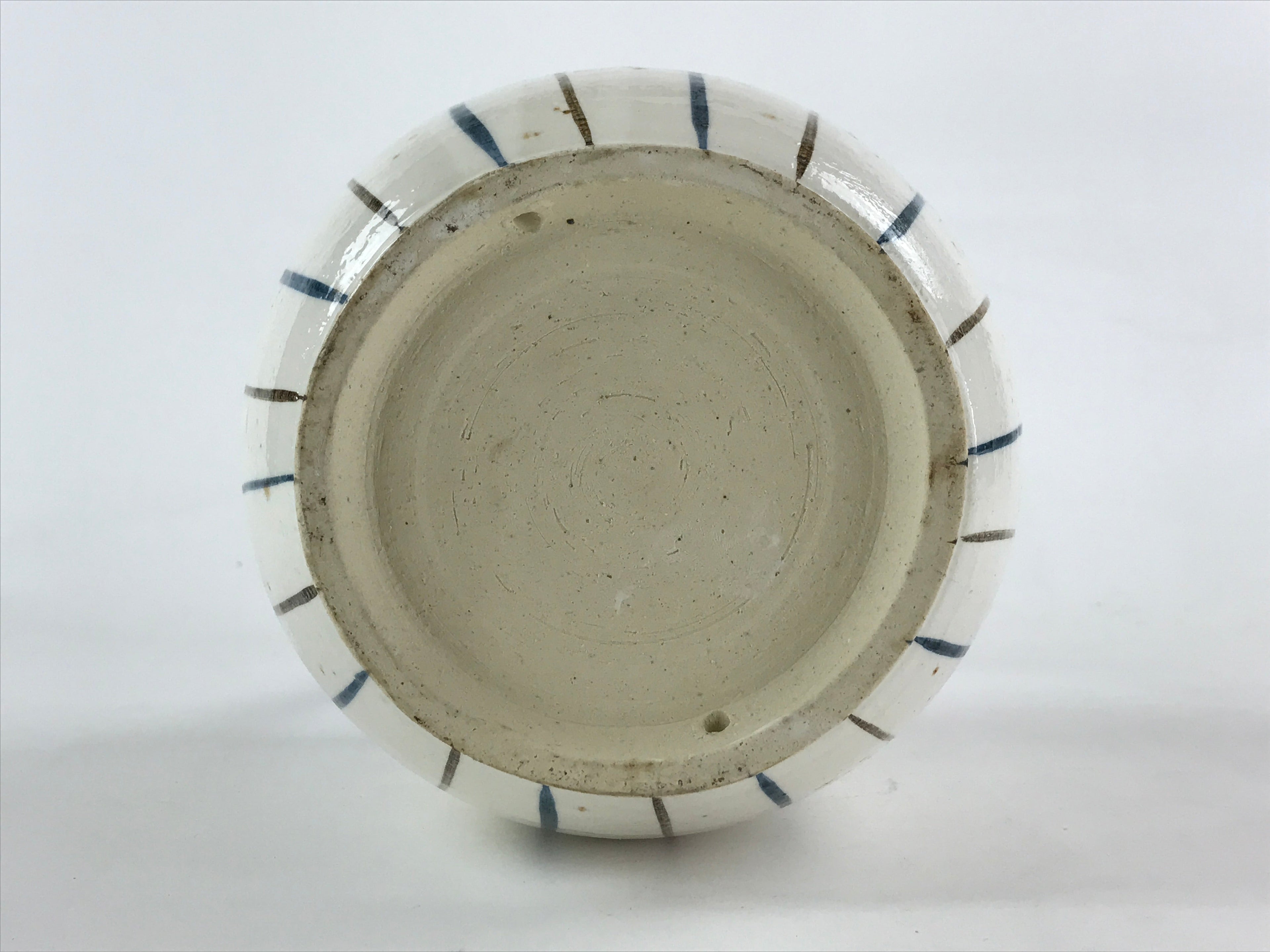 Japanese Ceramic Lidded Jar Handle Tsubo Iremono Vtg Pottery White PY451