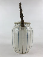 Japanese Ceramic Lidded Jar Handle Tsubo Iremono Vtg Pottery White PY451