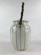 Japanese Ceramic Lidded Jar Handle Tsubo Iremono Vtg Pottery White PY451