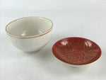 Japanese Ceramic Lidded Rice Bowl White Chawan Vtg Pottery Handmade Flower PY280