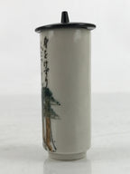 Japanese Ceramic Lidded Teacup Vtg Fukui Eiheiji Souvenir Fufu Yunomi Black Y228