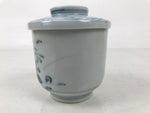 Japanese Ceramic Lidded Teacup Vtg Sometsuke Autumn Flowers Blue White TC567