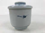 Japanese Ceramic Lidded Teacup Vtg Sometsuke Autumn Flowers Blue White TC567