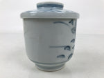Japanese Ceramic Lidded Teacup Vtg Sometsuke Autumn Flowers Blue White TC567