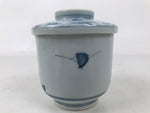 Japanese Ceramic Lidded Teacup Vtg Sometsuke Autumn Flowers Blue White TC568