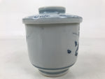 Japanese Ceramic Lidded Teacup Vtg Sometsuke Autumn Flowers Blue White TC568
