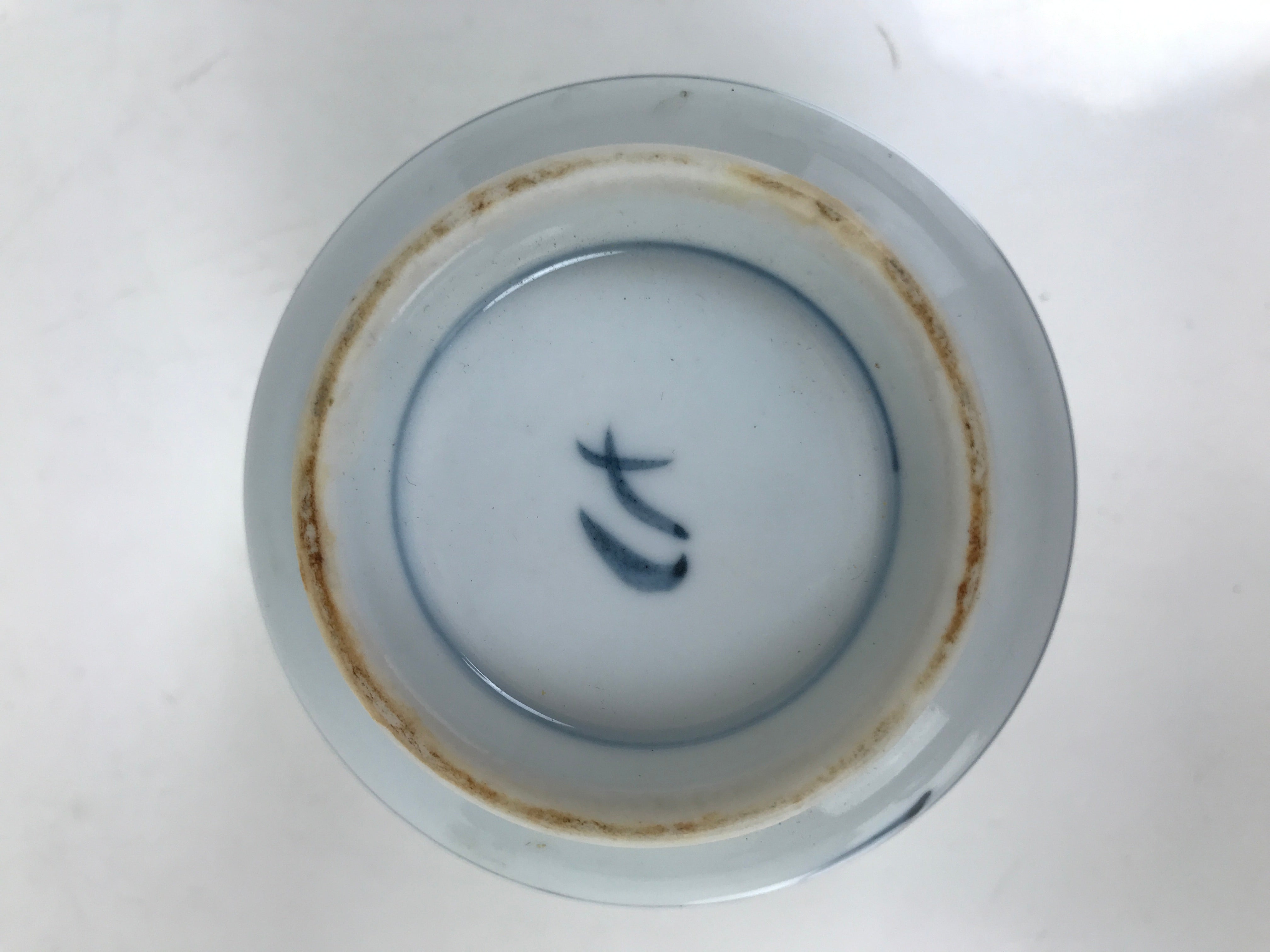 Japanese Ceramic Lidded Teacup Vtg Sometsuke Autumn Flowers Blue White TC568