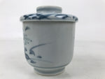 Japanese Ceramic Lidded Teacup Vtg Sometsuke Autumn Flowers Blue White TC569