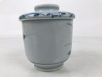Japanese Ceramic Lidded Teacup Vtg Sometsuke Autumn Flowers Blue White TC569