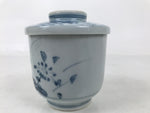 Japanese Ceramic Lidded Teacup Vtg Sometsuke Autumn Flowers Blue White TC570