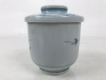 Japanese Ceramic Lidded Teacup Vtg Sometsuke Autumn Flowers Blue White TC570