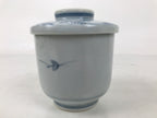 Japanese Ceramic Lidded Teacup Vtg Sometsuke Autumn Flowers Blue White TC570