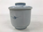 Japanese Ceramic Lidded Teacup Vtg Sometsuke Autumn Flowers Blue White TC570