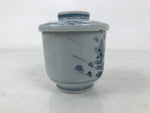 Japanese Ceramic Lidded Teacup Vtg Sometsuke Autumn Flowers Blue White TC570