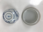 Japanese Ceramic Lidded Teacup Vtg Sometsuke Bird Tree Blue White TC577