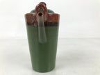 Japanese Ceramic Lidded Teapot Vtg Tall Small Pot Green Brown Black Decor Y409
