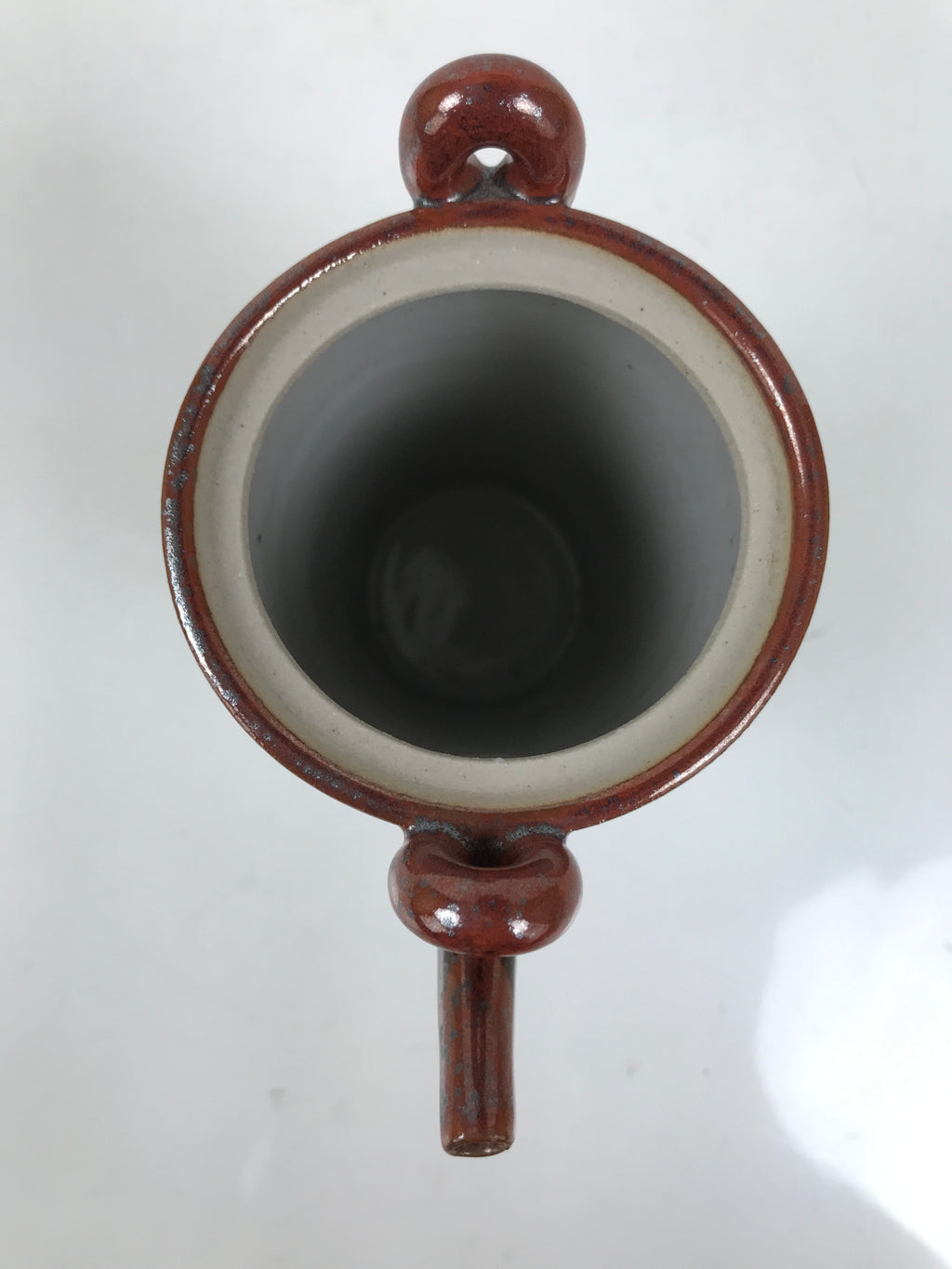 Japanese Ceramic Lidded Teapot Vtg Tall Small Pot Green Brown Black Decor Y409