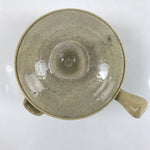 Japanese Ceramic Lidded Yukihira Pot Vtg Yokode Nabe Dish Beige Miso Soup Y197