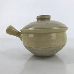 Japanese Ceramic Lidded Yukihira Pot Vtg Yokode Nabe Dish Beige Miso Soup Y197