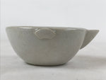 Japanese Ceramic Lipped Bowl Vtg Katakuchi Spout Light Beige Crackle Glaze PY624