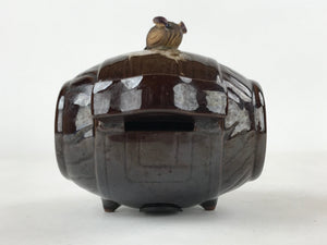 Japanese Ceramic Lucky Hammer Zodiac Still Bank Vtg Mouse Wood Brown JK658
