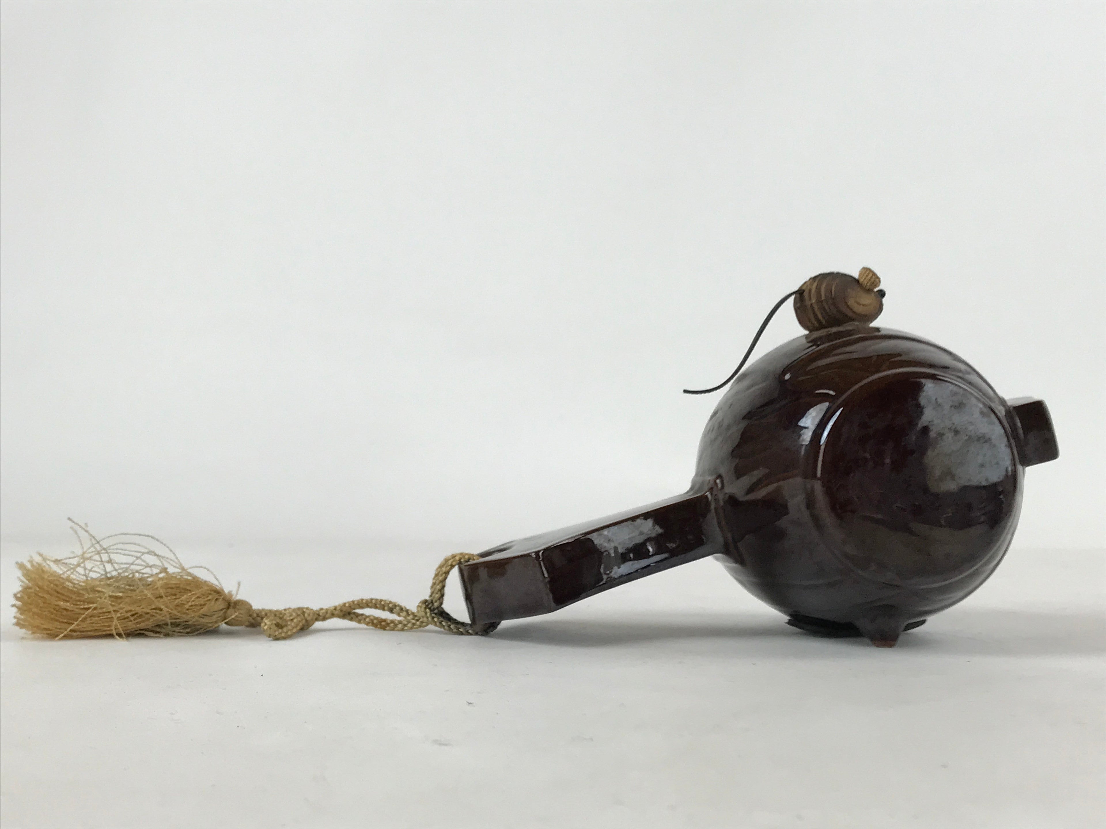 Japanese Ceramic Lucky Hammer Zodiac Still Bank Vtg Mouse Wood Brown JK658