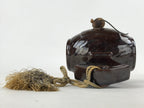 Japanese Ceramic Lucky Hammer Zodiac Still Bank Vtg Mouse Wood Brown JK658