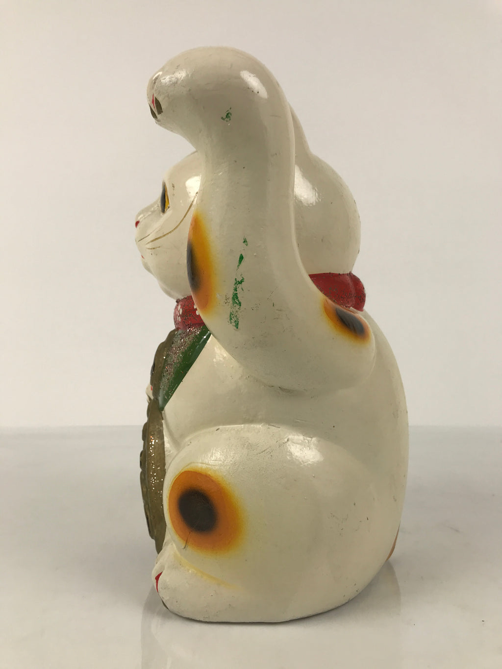 Japanese Ceramic Maneki Neko Cat Piggy Bank Vtg Chokin Bako White Welcome ST88
