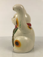Japanese Ceramic Maneki Neko Cat Piggy Bank Vtg Chokin Bako White Welcome ST88