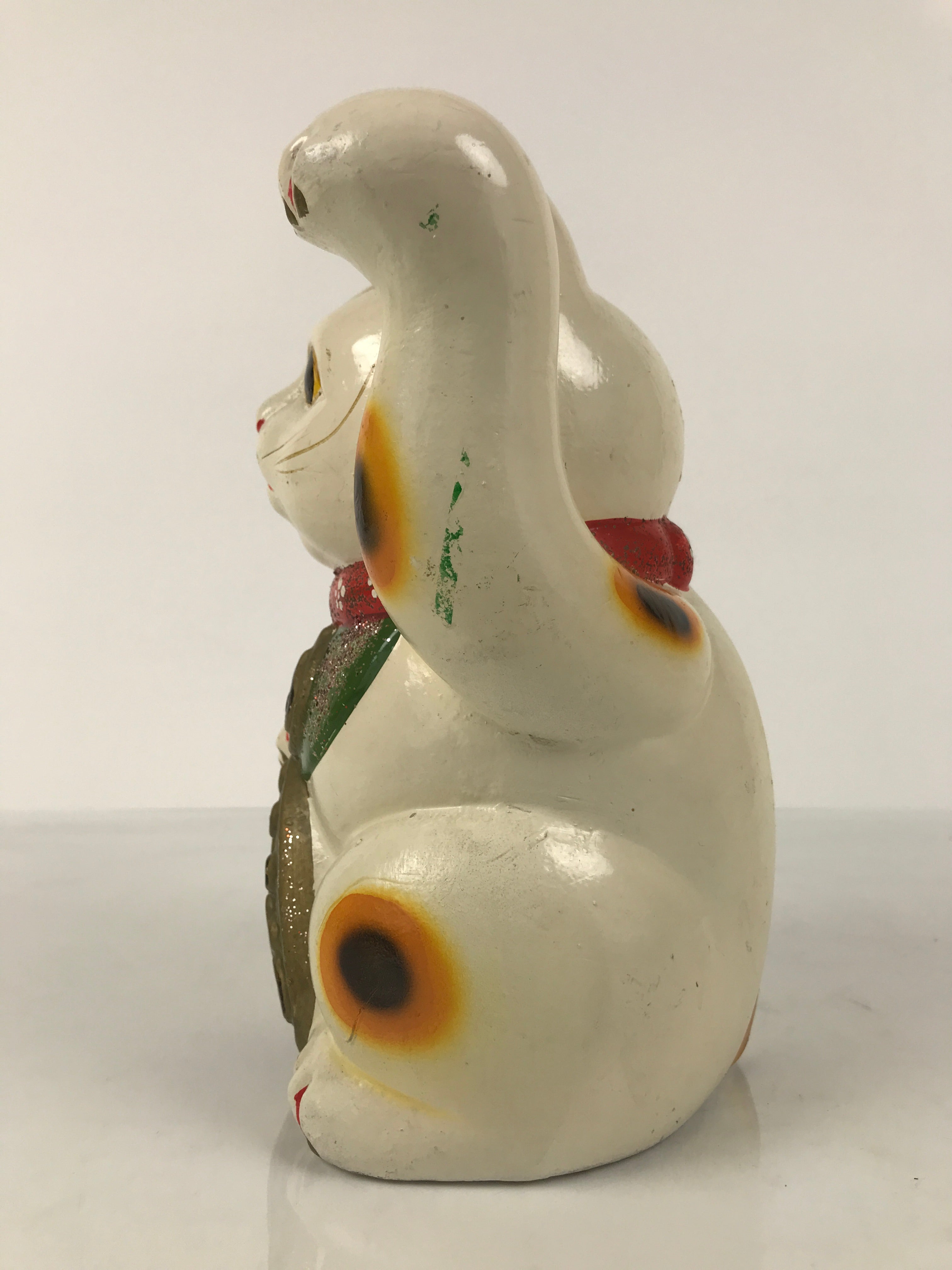 Japanese Ceramic Maneki Neko Cat Piggy Bank Vtg Chokin Bako White Welcome ST88