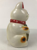 Japanese Ceramic Maneki Neko Cat Piggy Bank Vtg Chokin Bako White Welcome ST88