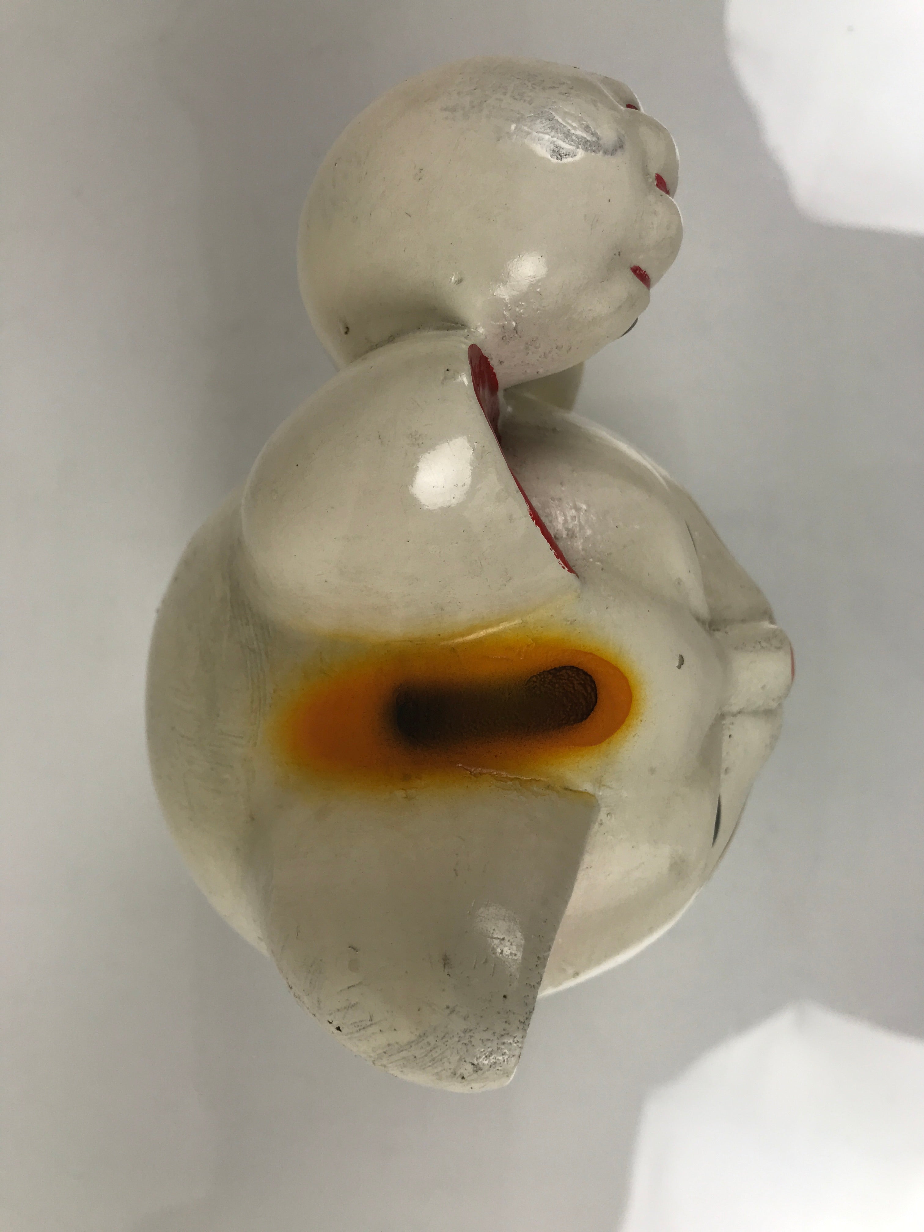 Japanese Ceramic Maneki Neko Cat Piggy Bank Vtg Chokin Bako White Welcome ST88