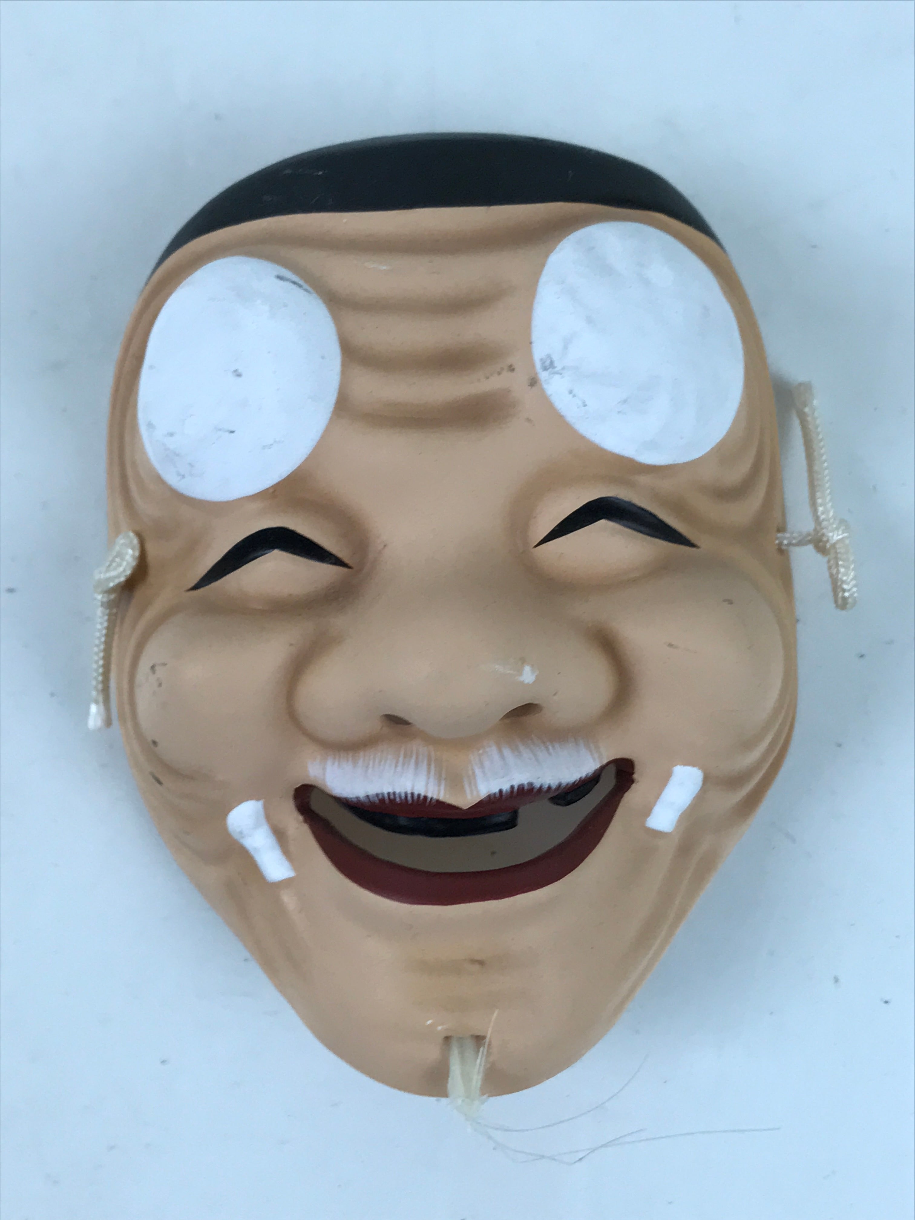 Japanese Ceramic Miniature Noh Mask Okina Vtg Old Man Nohmen Kagura Dance OM64