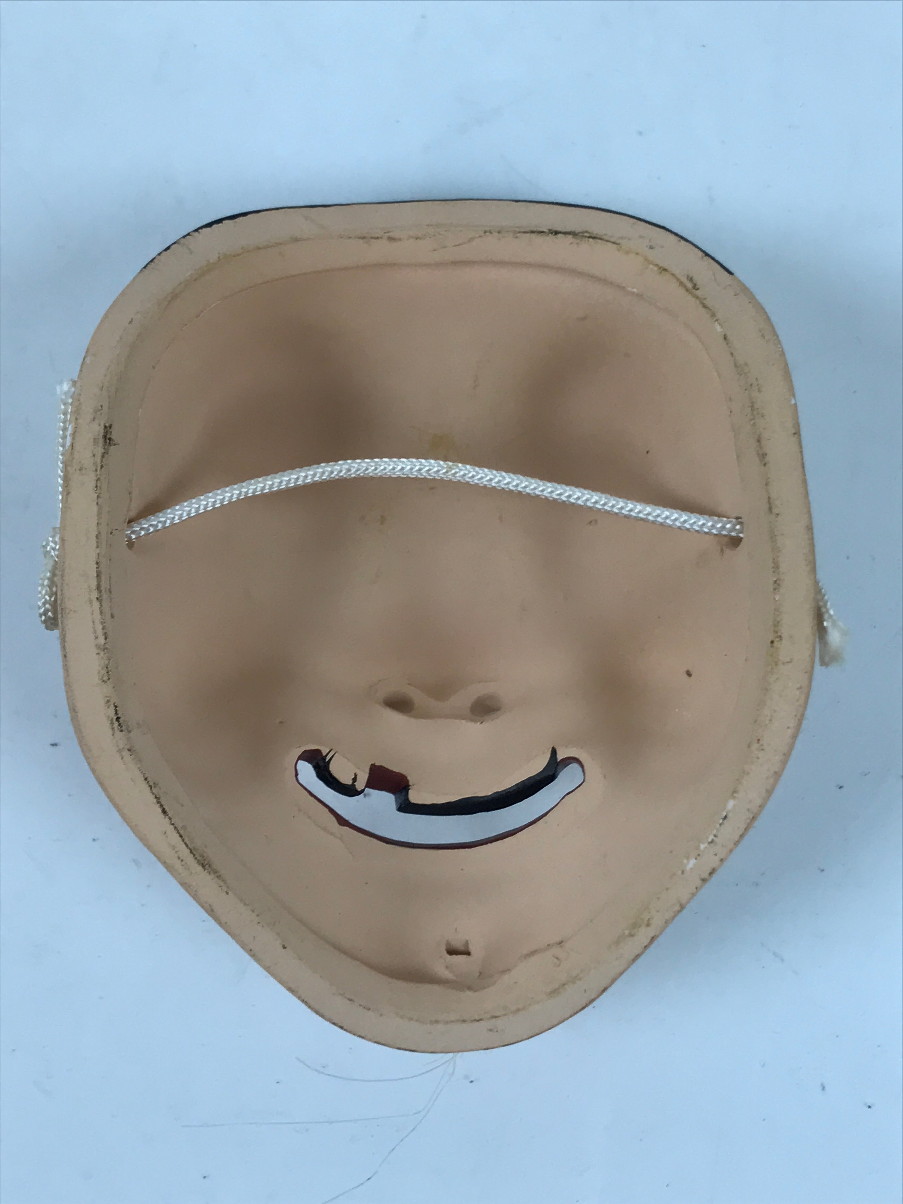 Japanese Ceramic Miniature Noh Mask Okina Vtg Old Man Nohmen Kagura Dance OM64