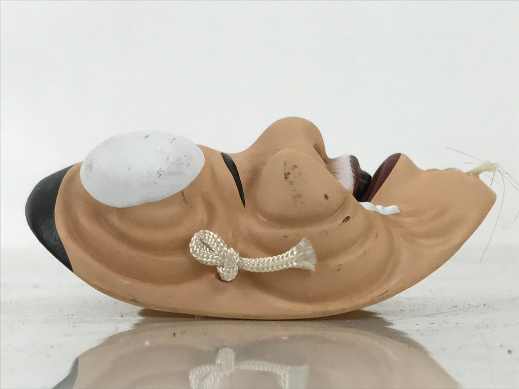 Japanese Ceramic Miniature Noh Mask Okina Vtg Old Man Nohmen Kagura Dance OM64