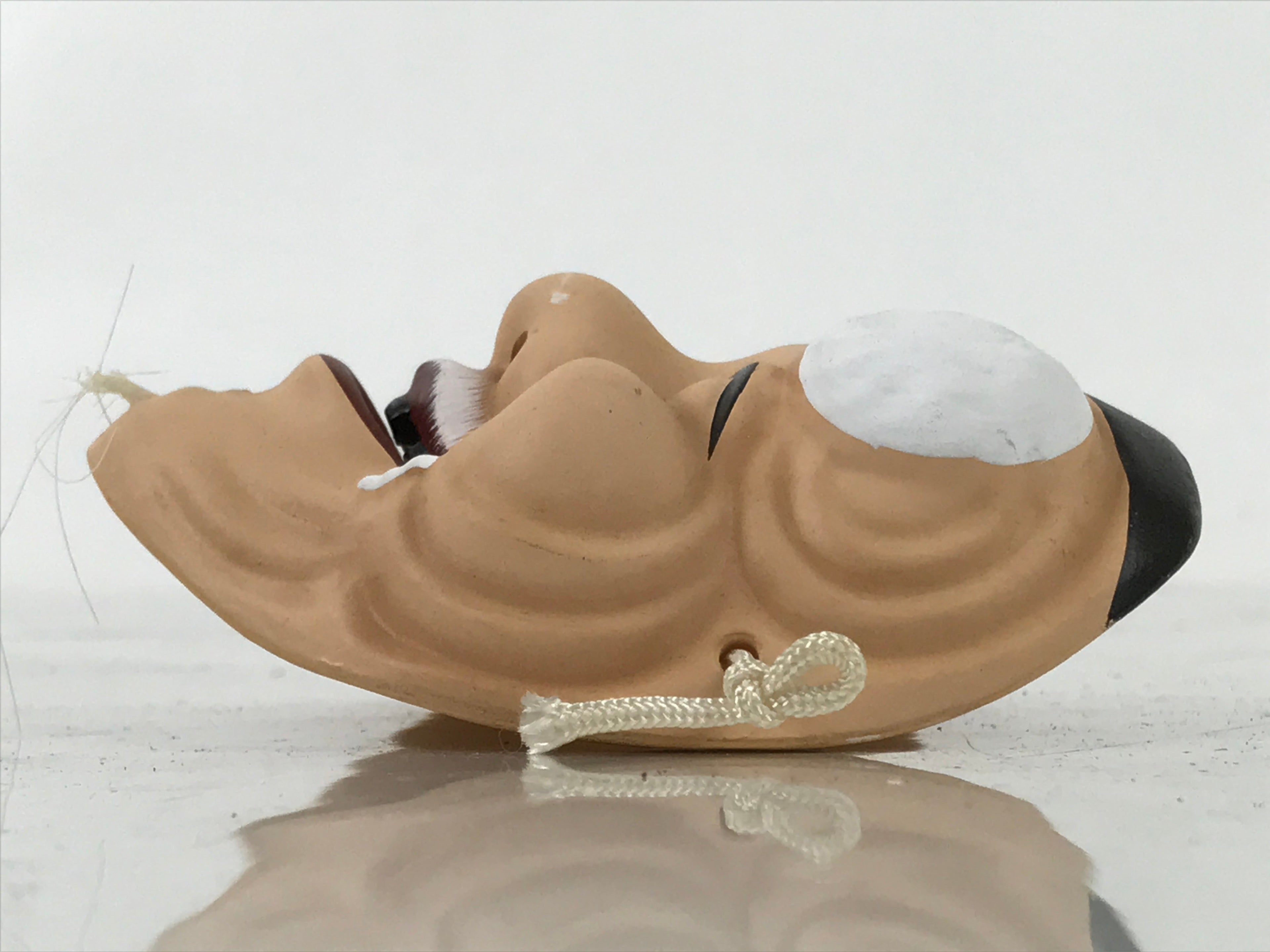 Japanese Ceramic Miniature Noh Mask Okina Vtg Old Man Nohmen Kagura Dance OM64