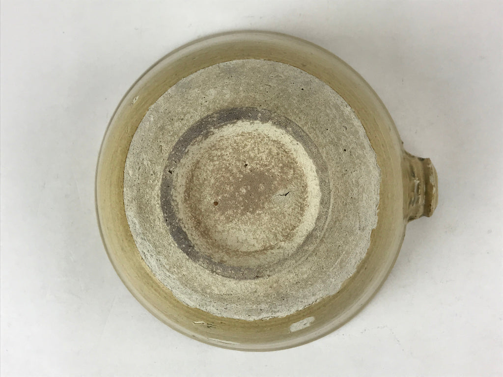 Japanese Ceramic Mixing Bowl Katakuchi Vtg Spout Yellow Glaze Ikebana PY569
