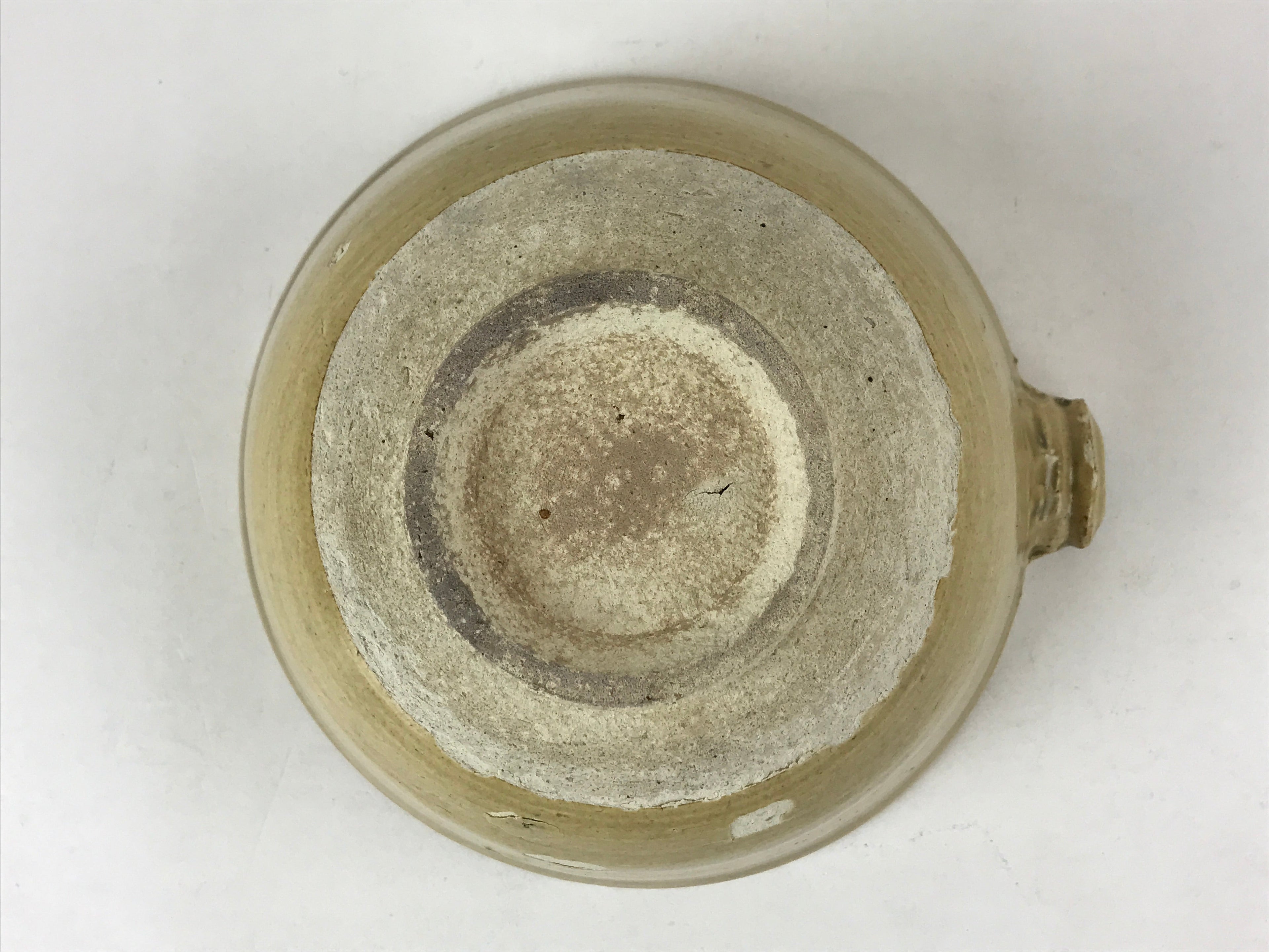 Japanese Ceramic Mixing Bowl Katakuchi Vtg Spout Yellow Glaze Ikebana PY569