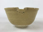 Japanese Ceramic Mixing Bowl Katakuchi Vtg Spout Yellow Glaze Ikebana PY569
