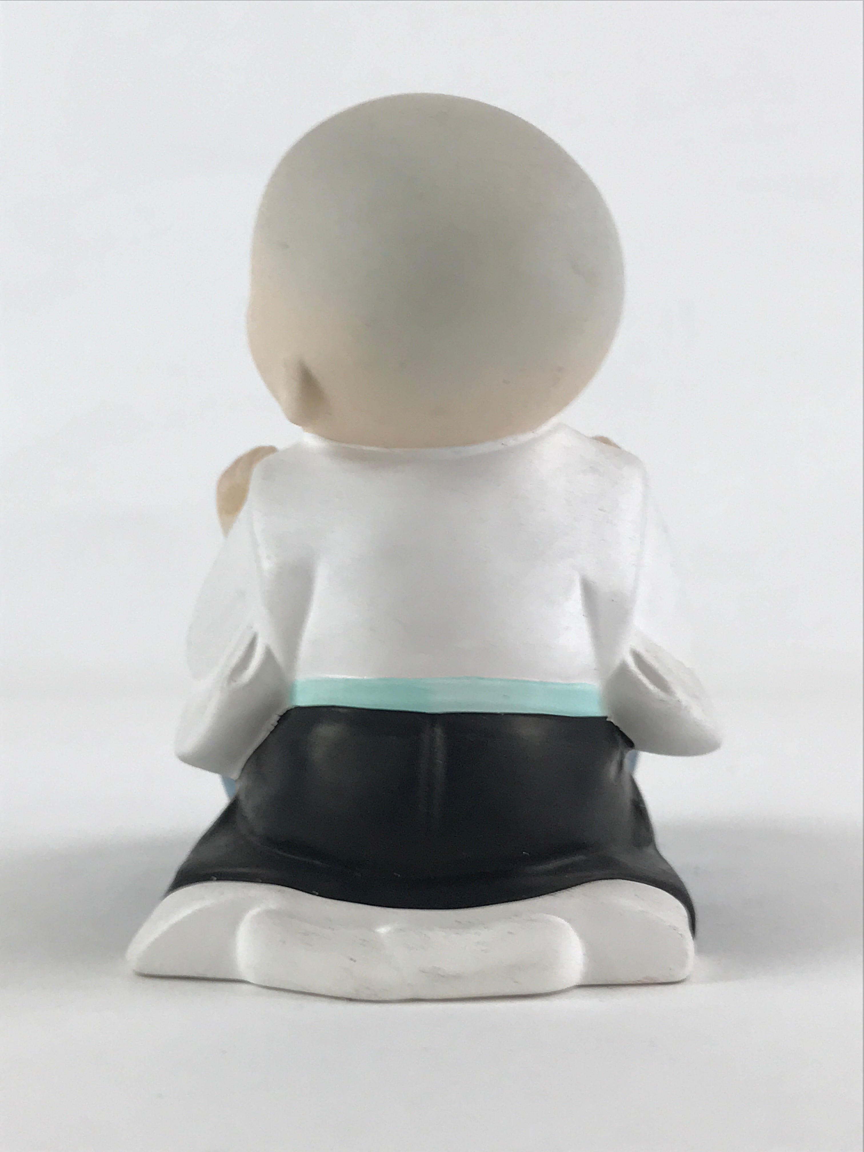 Japanese Ceramic Monk Figurine Vtg Small Decoration White Blue Tea BD921