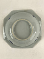 Japanese Ceramic Octagonal Side Dish Bowl Vtg White Blue Plate Yakimono PY483