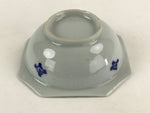 Japanese Ceramic Octagonal Side Dish Bowl Vtg White Blue Plate Yakimono PY483