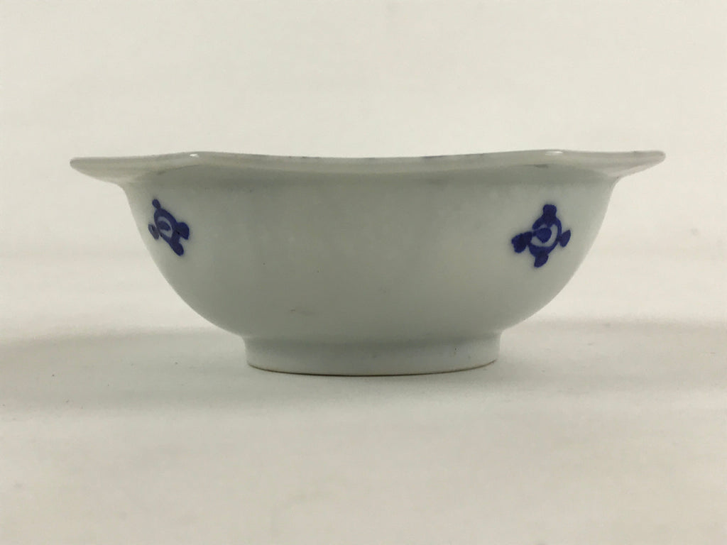 Japanese Ceramic Octagonal Side Dish Bowl Vtg White Blue Plate Yakimono PY483