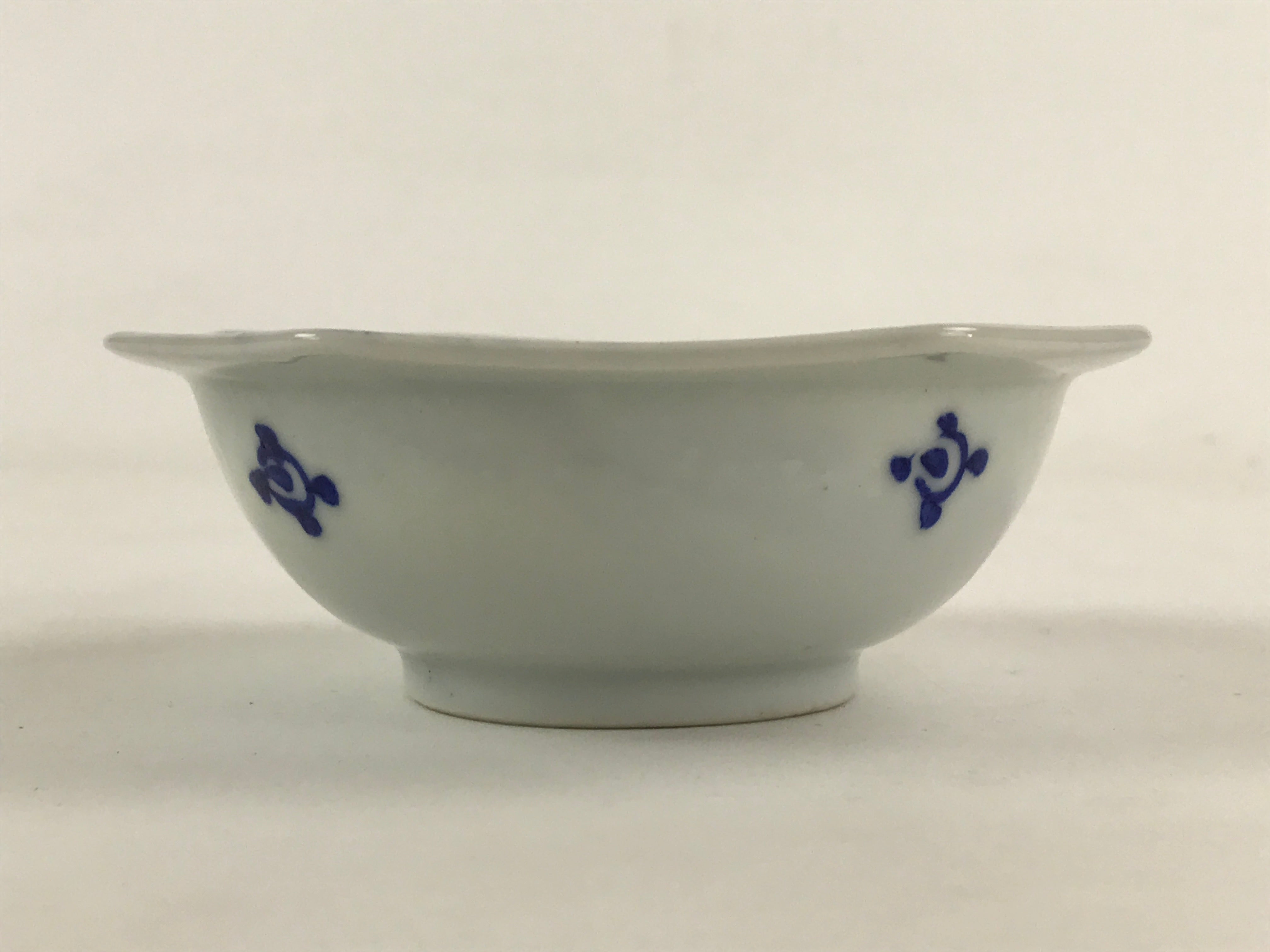 Japanese Ceramic Octagonal Side Dish Bowl Vtg White Blue Plate Yakimono PY483