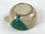 Japanese Ceramic Oribe Matcha Serving Bowl Katakuchi Vtg Spout Green Beige PY546