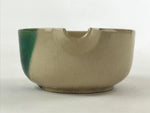 Japanese Ceramic Oribe Matcha Serving Bowl Katakuchi Vtg Spout Green Beige PY546