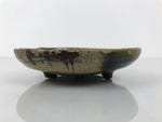 Japanese Ceramic Oribe Small Plate Kozara Vtg Side Dish Brown Green Y477