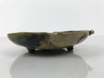 Japanese Ceramic Oribe Small Plate Kozara Vtg Side Dish Brown Green Y477