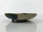 Japanese Ceramic Oribe Small Plate Kozara Vtg Side Dish Brown Green Y477