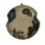 Japanese Ceramic Oribe Small Plate Kozara Vtg Side Dish Brown Green Y477